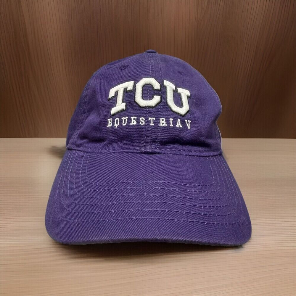 TCU Texas Christian University Equestrian Hat Cap Purple Embroidered Adjustable